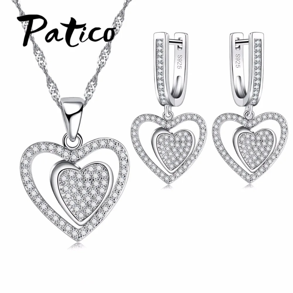 Wedding Jewelry Sets For Brides Fine Silver Drop Crystal Earrings Necklace Wedding Jewelry Genuine 925 Sterling Silver