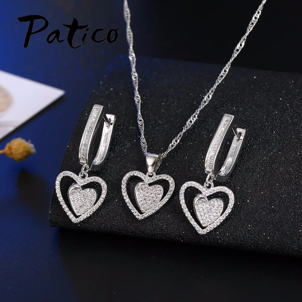 Wedding Jewelry Sets For Brides Fine Silver Drop Crystal Earrings Necklace Wedding Jewelry Genuine 925 Sterling Silver
