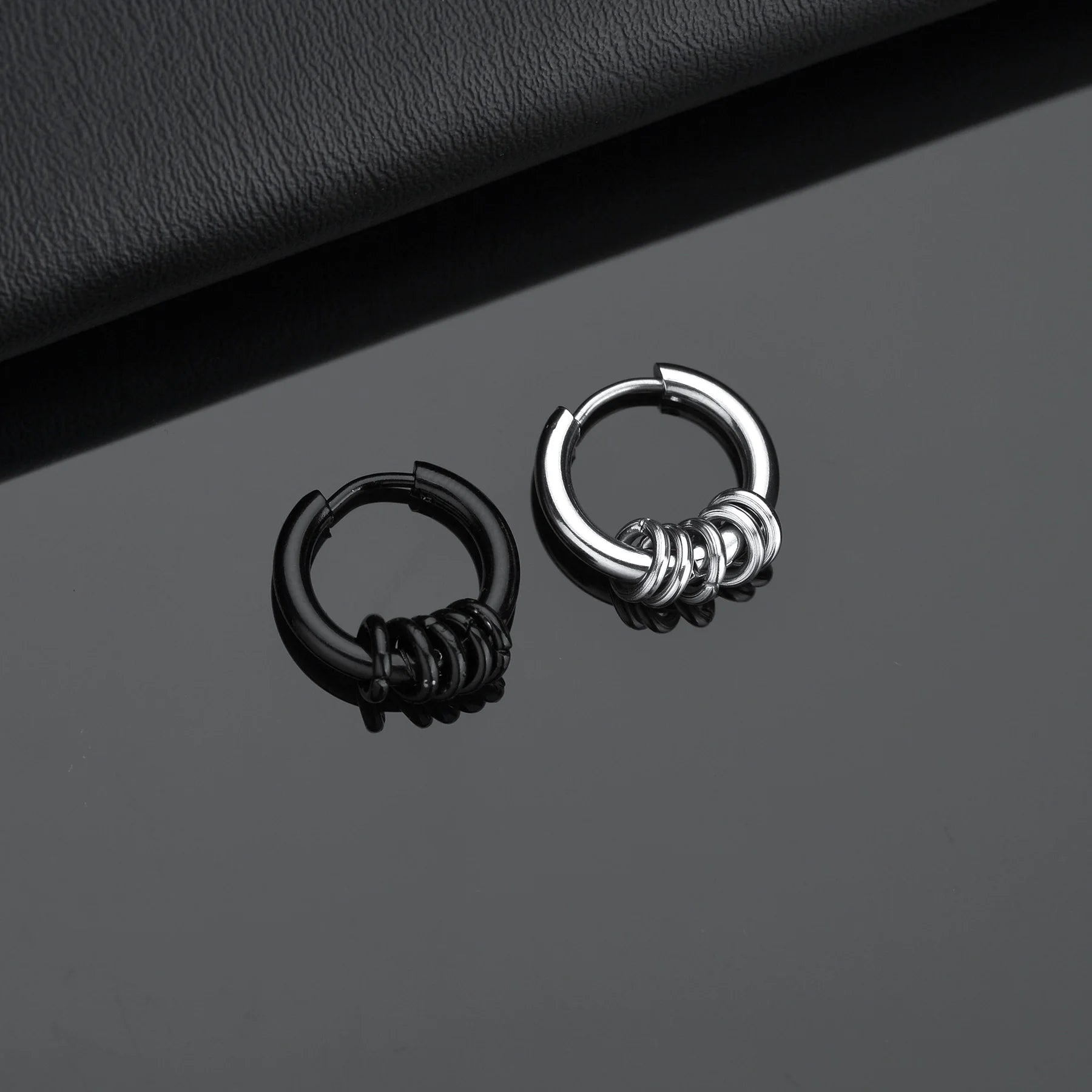 1 Pair Stainless Steel Hoop Earrings for Men Women Small Circle Metal Ball Anti-allergic Ear Buckle Rock Hip Hop Jewelry