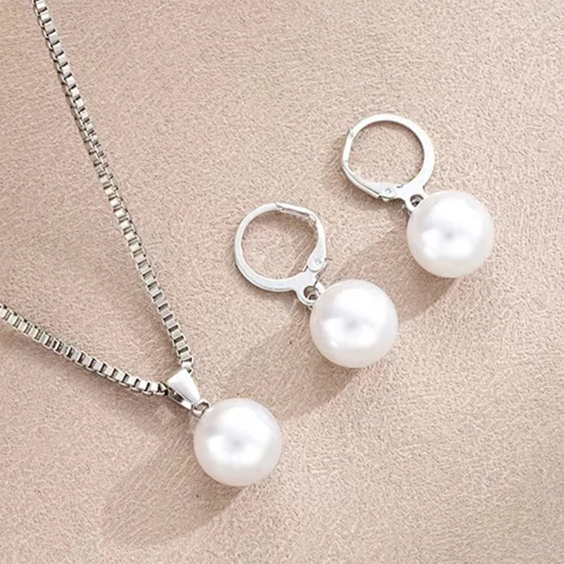 2 Pieces Of Round Pearl Jewelry Set