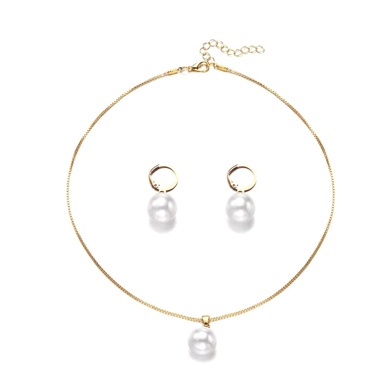 2 Pieces Of Round Pearl Jewelry Set