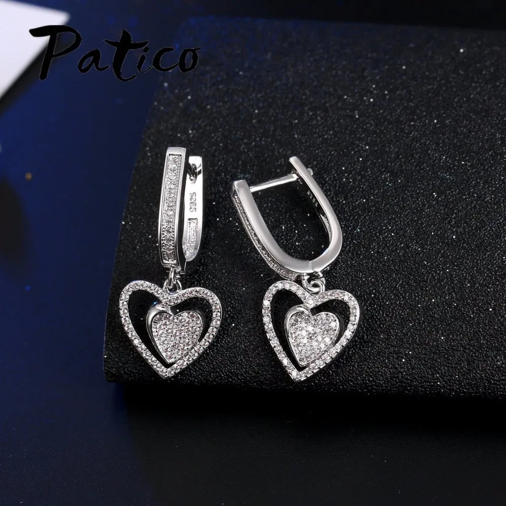 Wedding Jewelry Sets For Brides Fine Silver Drop Crystal Earrings Necklace Wedding Jewelry Genuine 925 Sterling Silver