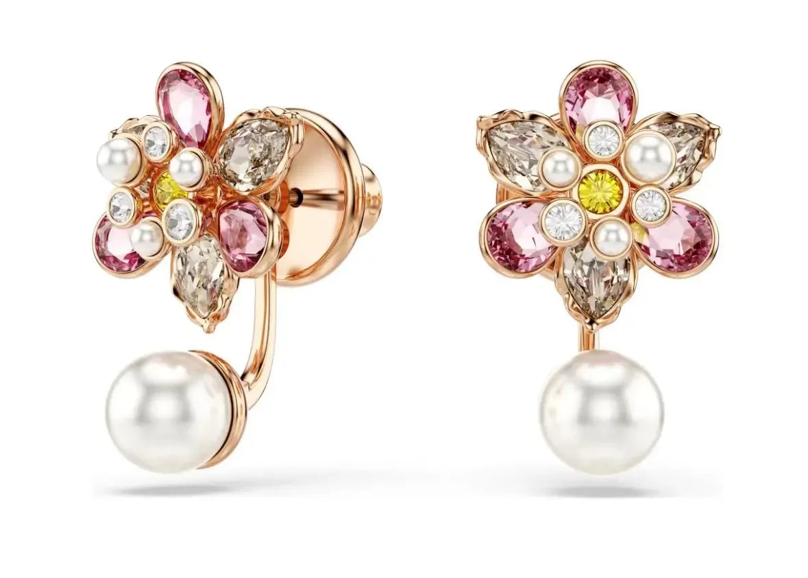 2025 New Gorgeous Flower Yang Jewelry Set: An Elegant Flower Art Feast with Gold Inlaid Treasures and Pearls